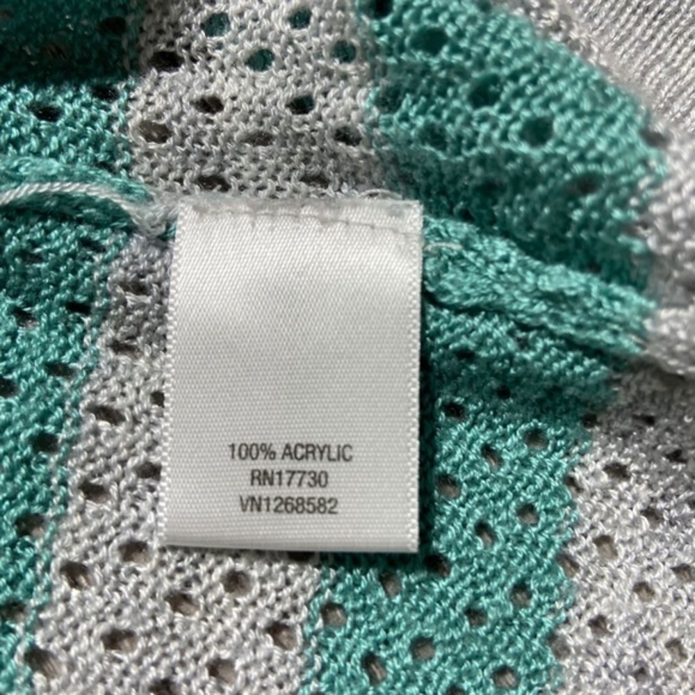 Converse‎ One Star Large Women’s Crochet Knit Striped Sweater Gray Mint - Picture 7 of 10